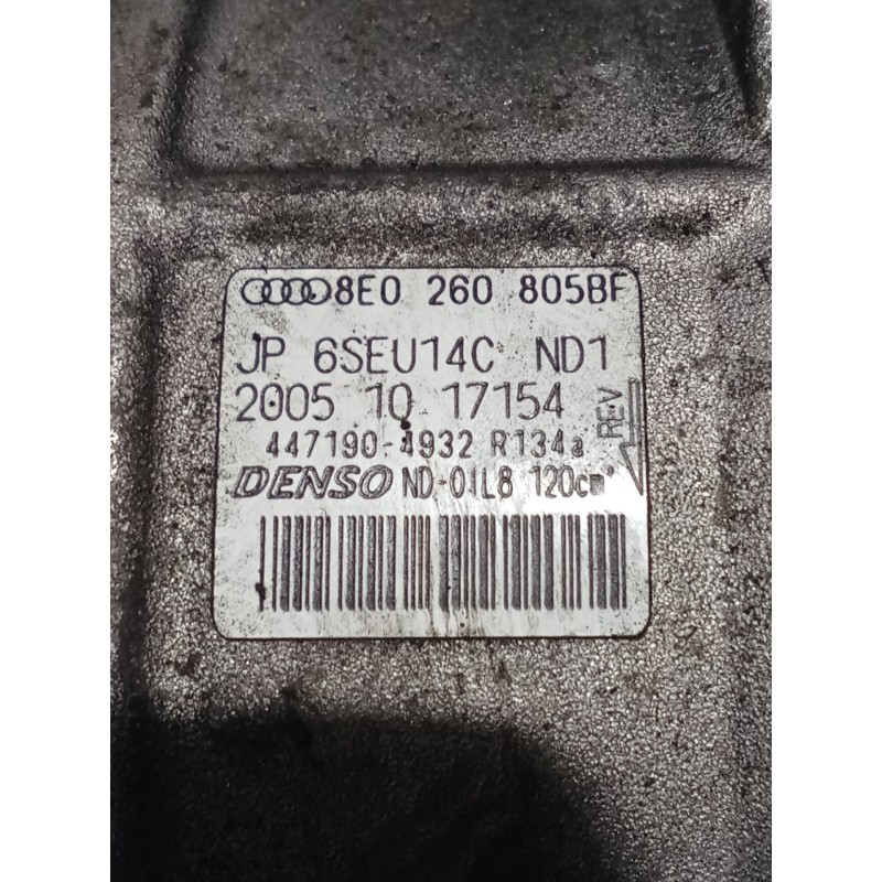 Recambio de compresor aire acondicionado para audi a4 b7 (8ec) 2.0 tdi 16v referencia OEM IAM 8E0260805BF 4471904932 