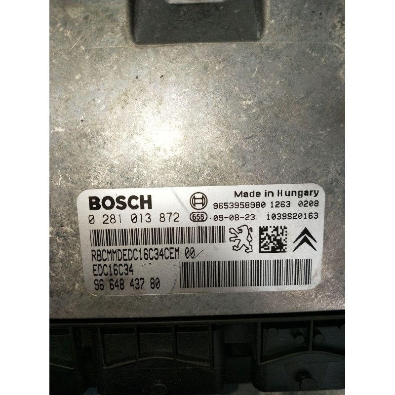 Recambio de centralita motor uce para citroën c5 iii (rd_) 1.6 hdi 110 referencia OEM IAM 0281013872 9664843780 1039S20163 2008