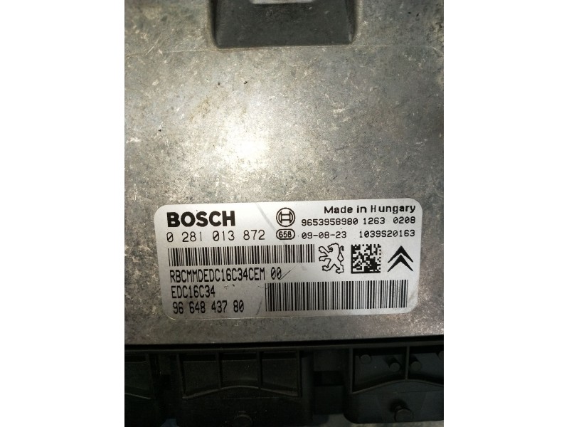 Recambio de centralita motor uce para citroën c5 iii (rd_) 1.6 hdi 110 referencia OEM IAM 0281013872 9664843780 1039S20163 2008