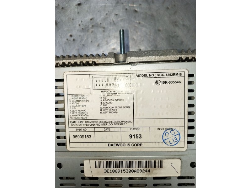 Recambio de sistema audio / radio cd para chevrolet spark (m300) 1.0 referencia OEM IAM AGC1252RMB 95909153 2010