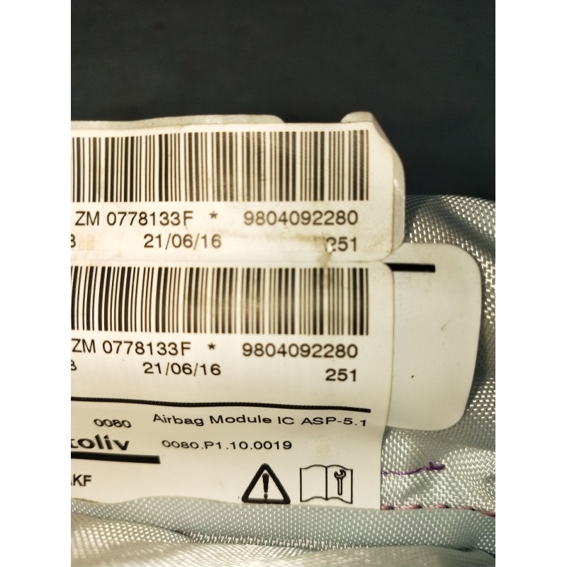 Recambio de airbag cortina delantero derecho para peugeot 2008 (--.2013) active referencia OEM IAM 9804092280  2016