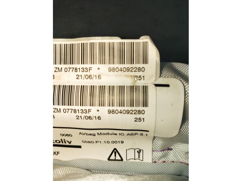 Recambio de airbag cortina delantero derecho para peugeot 2008 (--.2013) active referencia OEM IAM 9804092280  2016