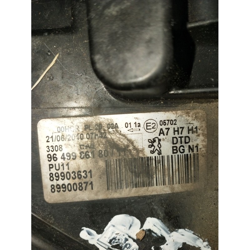 Recambio de faro derecho para peugeot 207/207+ (wa_, wc_) 1.6 hdi referencia OEM IAM 9649986180 89903631 89900871 2009