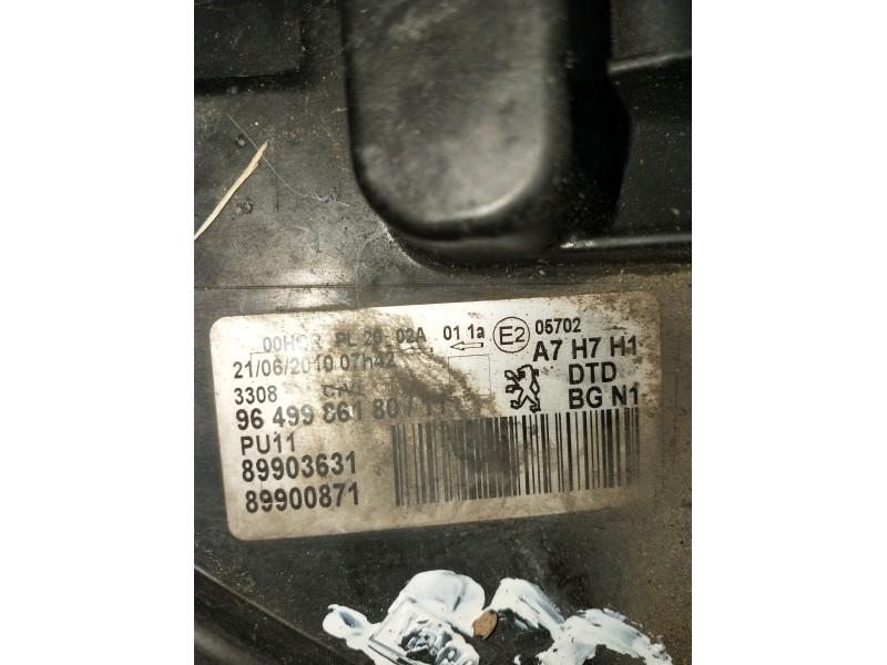 Recambio de faro derecho para peugeot 207/207+ (wa_, wc_) 1.6 hdi referencia OEM IAM 9649986180 89903631 89900871 2009