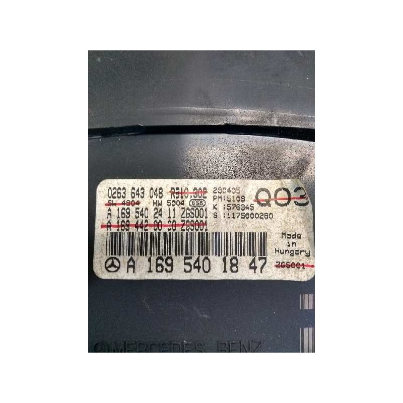 Recambio de cuadro instrumentos para mercedes clase a (w169) a 180 cdi (169.007) referencia OEM IAM 0263643048 A1695401847 A1695