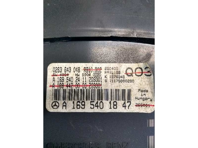 Recambio de cuadro instrumentos para mercedes clase a (w169) a 180 cdi (169.007) referencia OEM IAM 0263643048 A1695401847 A1695