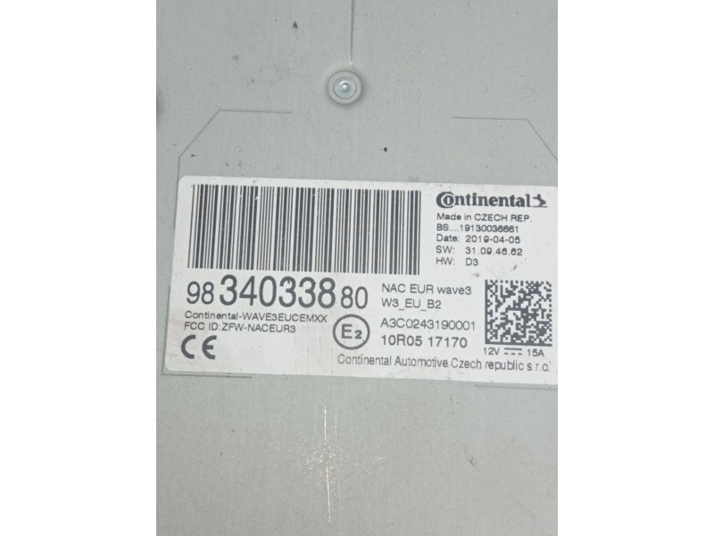 Recambio de sistema audio / radio cd para opel combo e tour / life (k9) 1.5 referencia OEM IAM 9834033880 A3C0243190001 2019