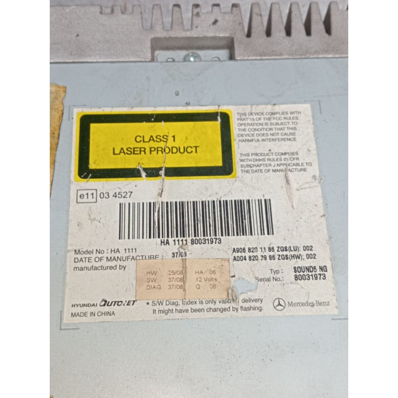 Recambio de sistema audio / radio cd para mercedes-benz sprinterii caja cerrada (desde 01.06) 311/315 cdi 4x4 (906.631/633/635/6