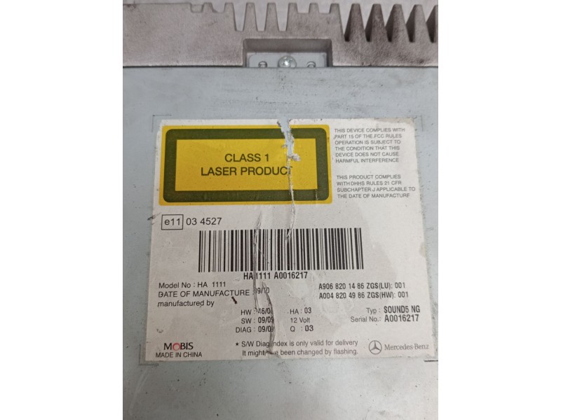 Recambio de sistema audio / radio cd para mercedes-benz sprinterii caja cerrada (desde 01.06) 2.1 cdi cat referencia OEM IAM  A9