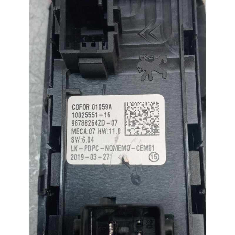 Recambio de mando elevalunas delantero izquierdo para opel combo e tour / life (k9) 1.5 referencia OEM IAM 96788264ZD 5P 2019