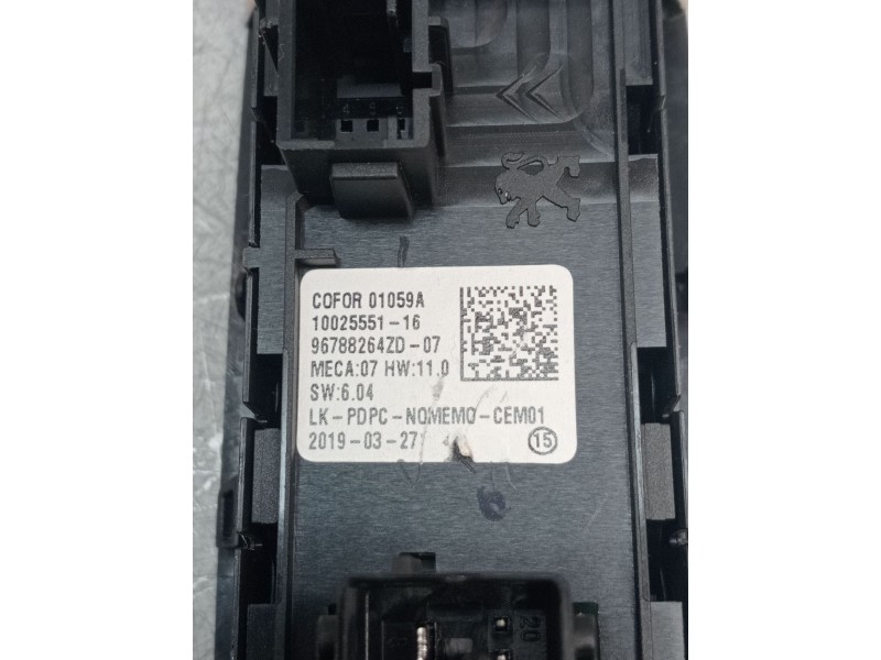 Recambio de mando elevalunas delantero izquierdo para opel combo e tour / life (k9) 1.5 referencia OEM IAM 96788264ZD 5P 2019