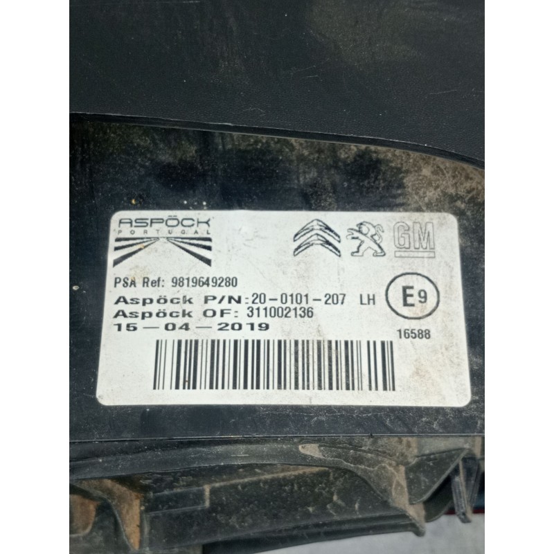 Recambio de piloto trasero izquierdo para opel combo e tour / life (k9) 1.5 referencia OEM IAM 9819649280 311002136 2019