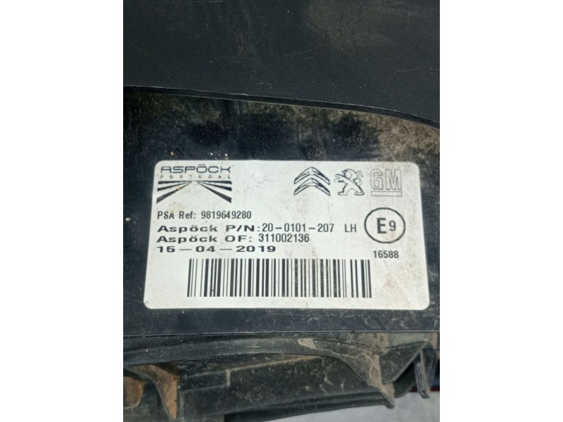 Recambio de piloto trasero izquierdo para opel combo e tour / life (k9) 1.5 referencia OEM IAM 9819649280 311002136 2019