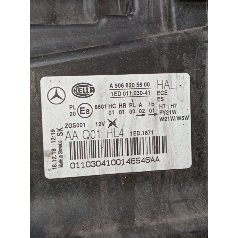 Recambio de faro izquierdo para mercedes-benz sprinterii caja cerrada (desde 01.06) 318/319 cdi (906.631/633/635/637) referencia