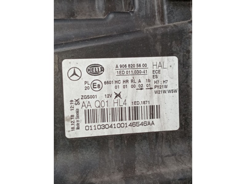 Recambio de faro izquierdo para mercedes-benz sprinterii caja cerrada (desde 01.06) 318/319 cdi (906.631/633/635/637) referencia