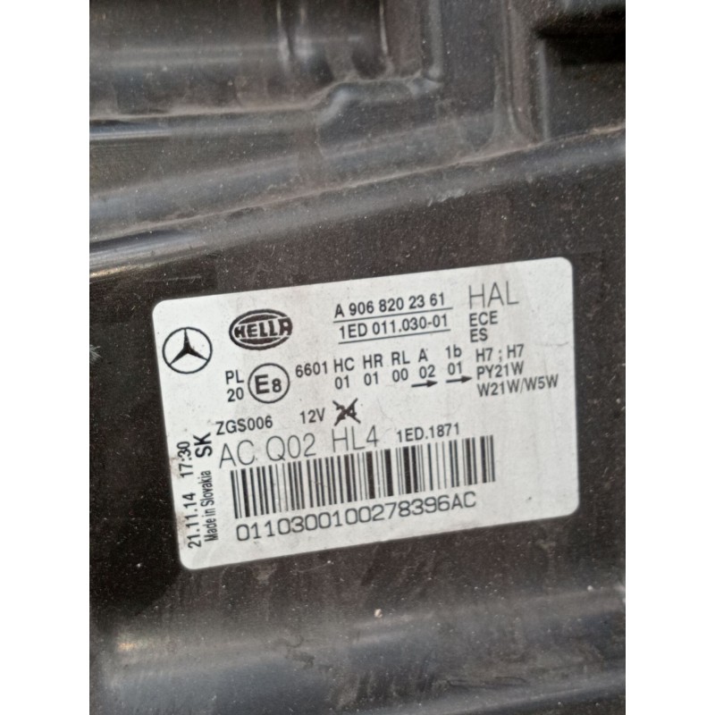 Recambio de faro izquierdo para mercedes-benz sprinterii caja cerrada (desde 01.06) 311/315 cdi 4x4 (906.631/633/635/637) refere