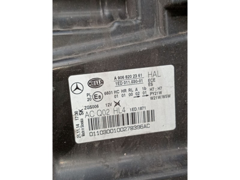 Recambio de faro izquierdo para mercedes-benz sprinterii caja cerrada (desde 01.06) 311/315 cdi 4x4 (906.631/633/635/637) refere