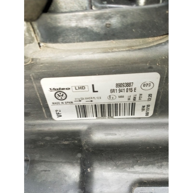 Recambio de faro izquierdo para volkswagen polo v (6r1, 6c1) 1.4 (6r1) referencia OEM IAM 6R1941015 89093887 2009