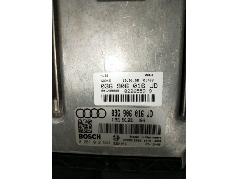 Recambio de centralita motor uce para audi a4 b7 (8ec) 2.0 tdi 16v referencia OEM IAM 0281012654 03G906016JD EDC16U31 2005