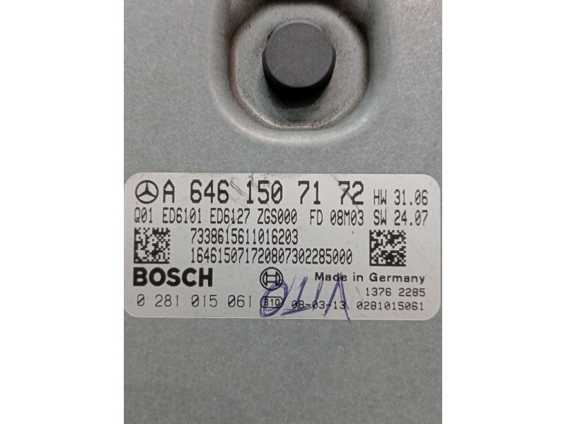 Recambio de centralita motor uce para mercedes-benz vito / mixto furgoneta (w639) 109 cdi (639.601, 639.603, 639.605) referencia