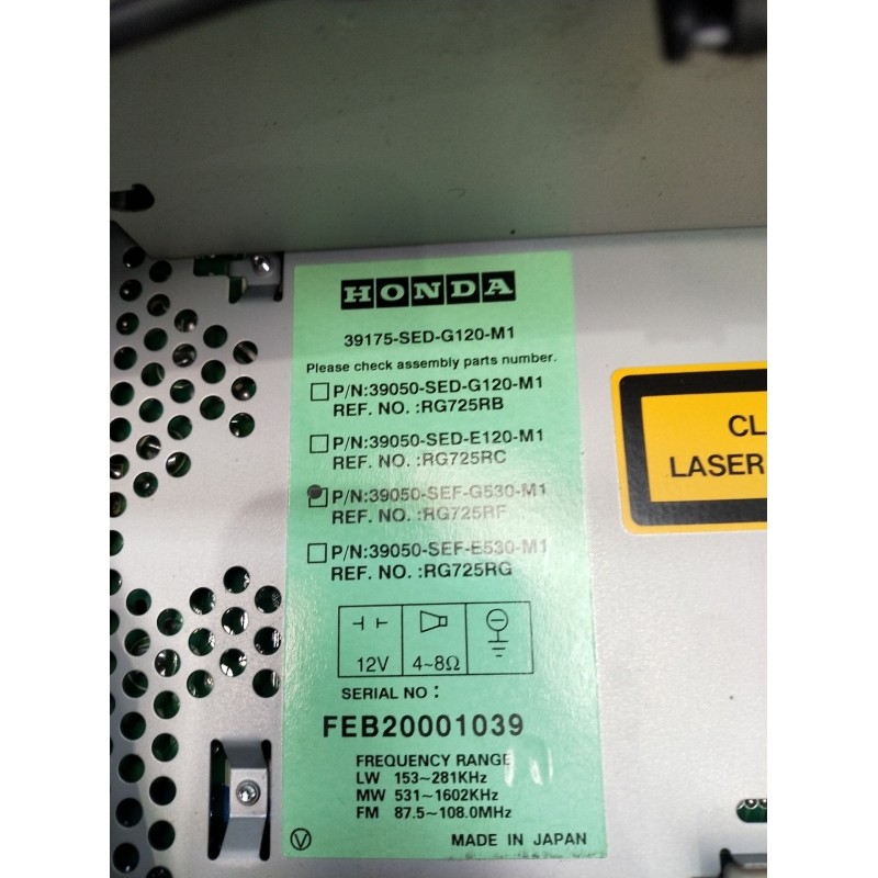 Recambio de sistema audio / radio cd para honda accord vii tourer (cm, cn) 2.2 i-ctdi (cn2) referencia OEM IAM 39175SEDG120M1  2