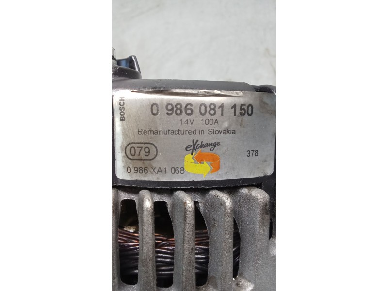 Recambio de alternador para opel meriva b monospace (s10) 1.7 cdti (75) referencia OEM IAM 0986081150 100A 10