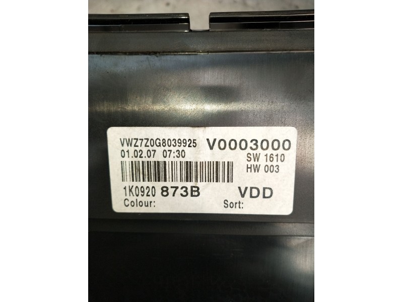 Recambio de cuadro instrumentos para volkswagen golf v (1k1) 2.0 tdi referencia OEM IAM 1K0920873B V0003000 2003