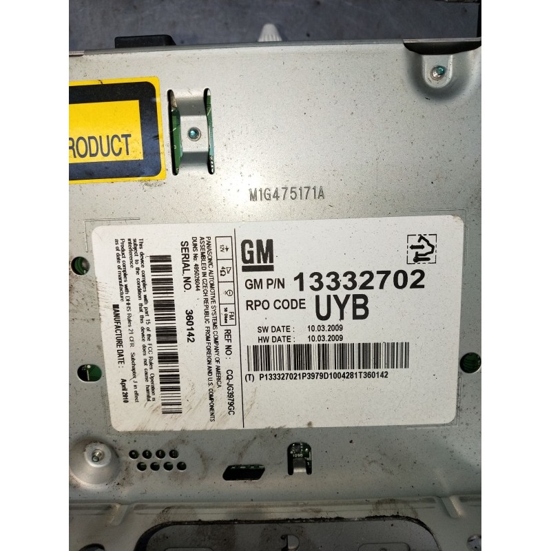 Recambio de sistema audio / radio cd para opel insignia a sports tourer (g09) 2.0 cdti (35) referencia OEM IAM 13332702  2008