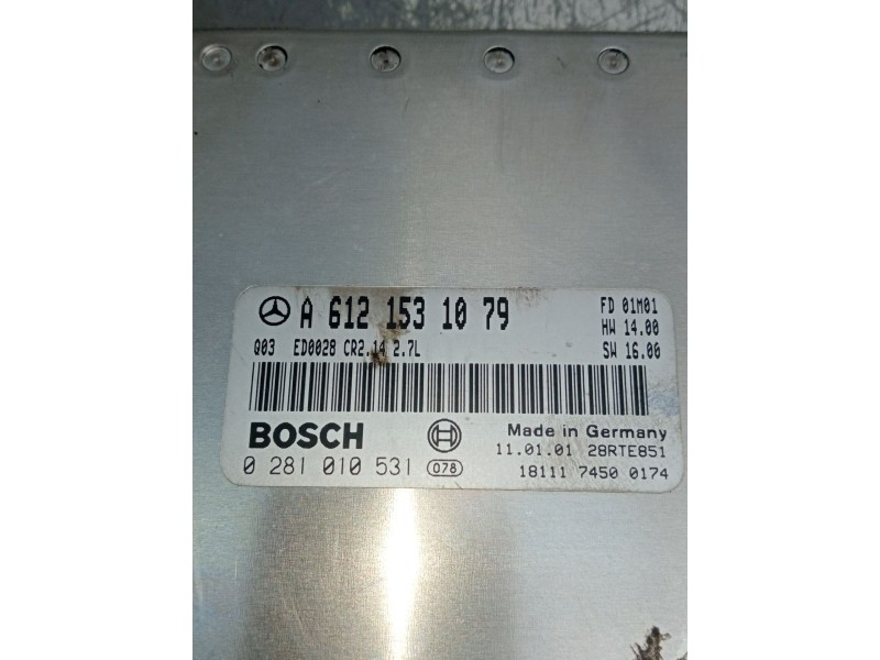 Recambio de centralita motor uce para mercedes-benz clase c (w203) c 270 cdi (203.016) referencia OEM IAM A6121531079 0281010531
