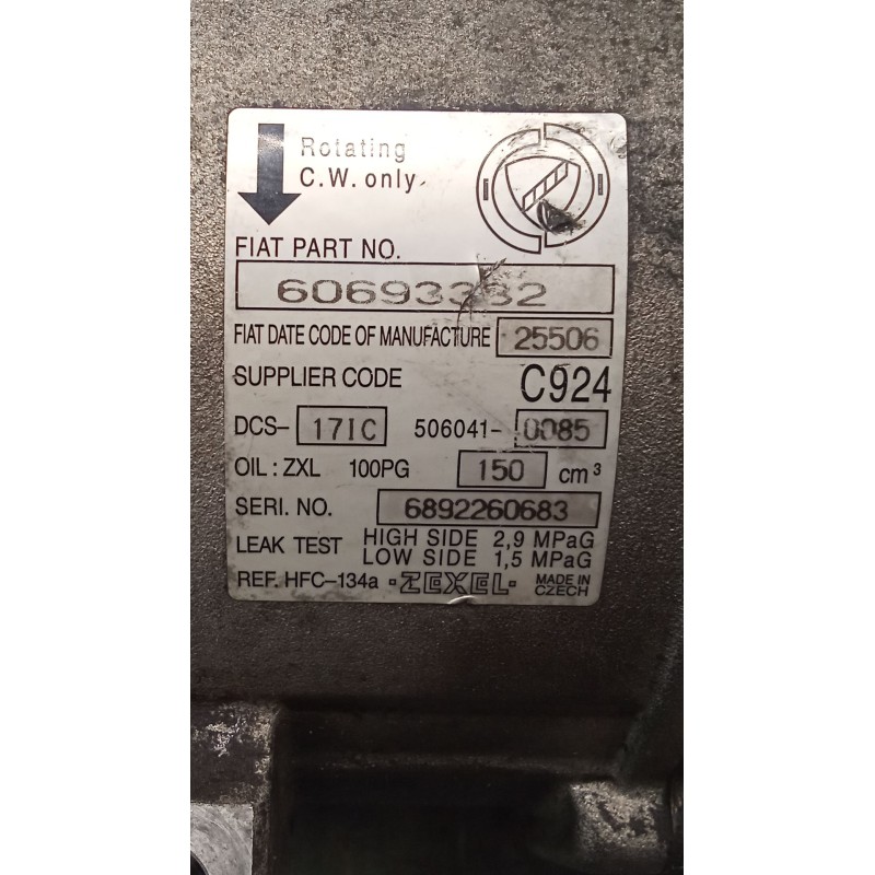 Recambio de compresor aire acondicionado para alfa romeo 159 sportwagon (939_) 2.4 jtdm (939bxd1b, 939bxd12) referencia OEM IAM 