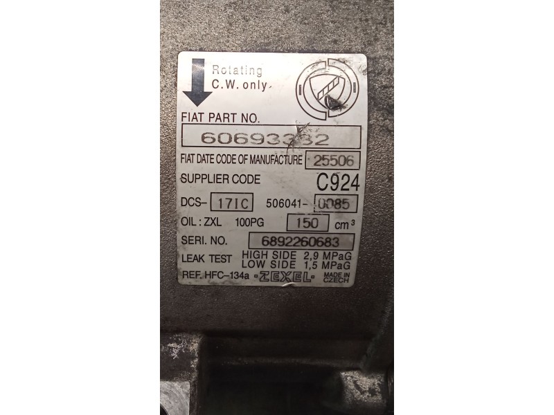 Recambio de compresor aire acondicionado para alfa romeo 159 sportwagon (939_) 2.4 jtdm (939bxd1b, 939bxd12) referencia OEM IAM 