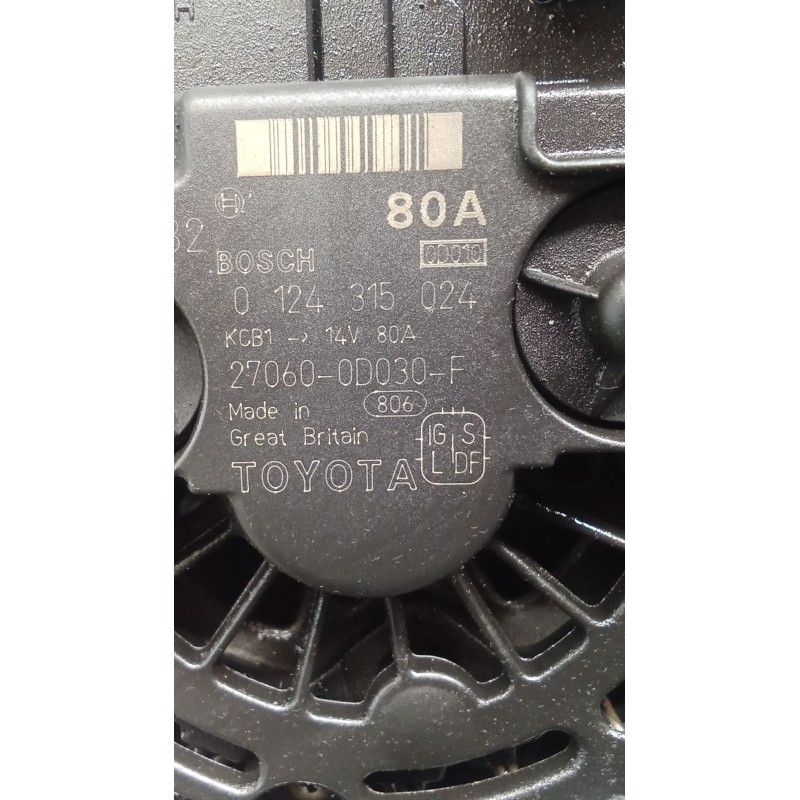 Recambio de alternador para toyota corolla sedán (_e12_) 1.6 vvt-i (zze121_) referencia OEM IAM 0124315024 270600D030F 02 80A