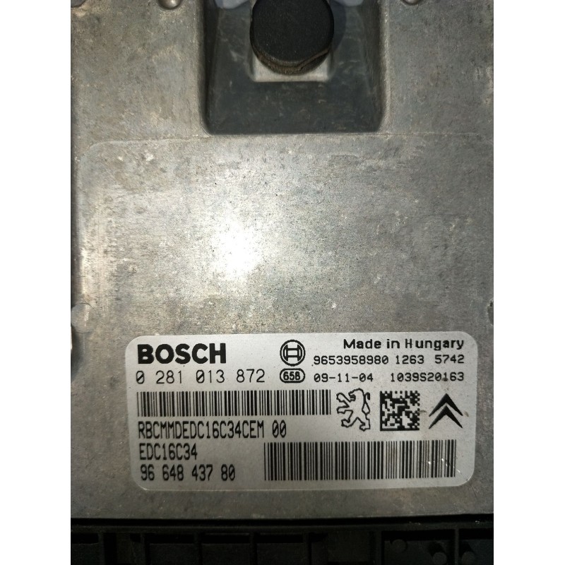 Recambio de centralita motor uce para peugeot 308 i (4a_, 4c_) 1.6 hdi referencia OEM IAM 0281013872 9664843780 EDC16C34 2007
