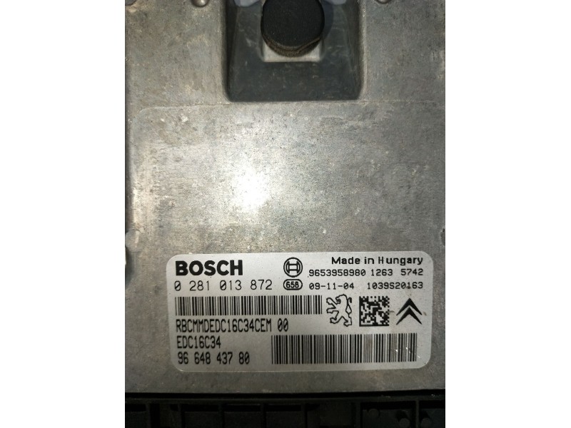 Recambio de centralita motor uce para peugeot 308 i (4a_, 4c_) 1.6 hdi referencia OEM IAM 0281013872 9664843780 EDC16C34 2007
