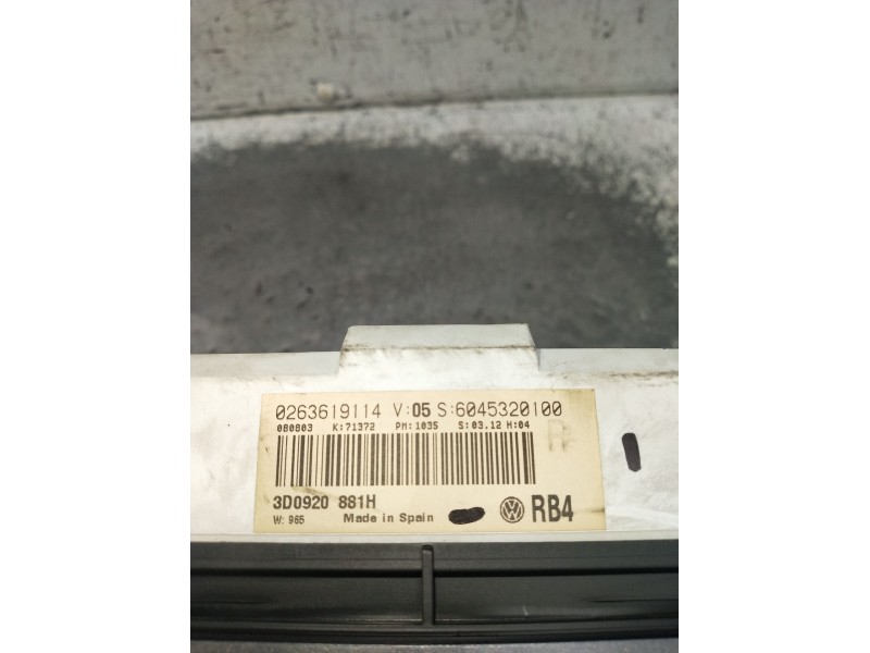 Recambio de cuadro instrumentos para volkswagen phaeton (3d2/3d8) tdi v10 (4 asientos) referencia OEM IAM 0263619114 6045320100 