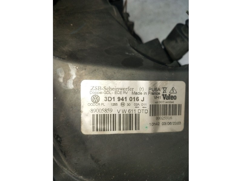 Recambio de faro derecho para volkswagen phaeton (3d2/3d8) tdi v10 (4 asientos) referencia OEM IAM 3D0909158 3D1941016J XENON 20