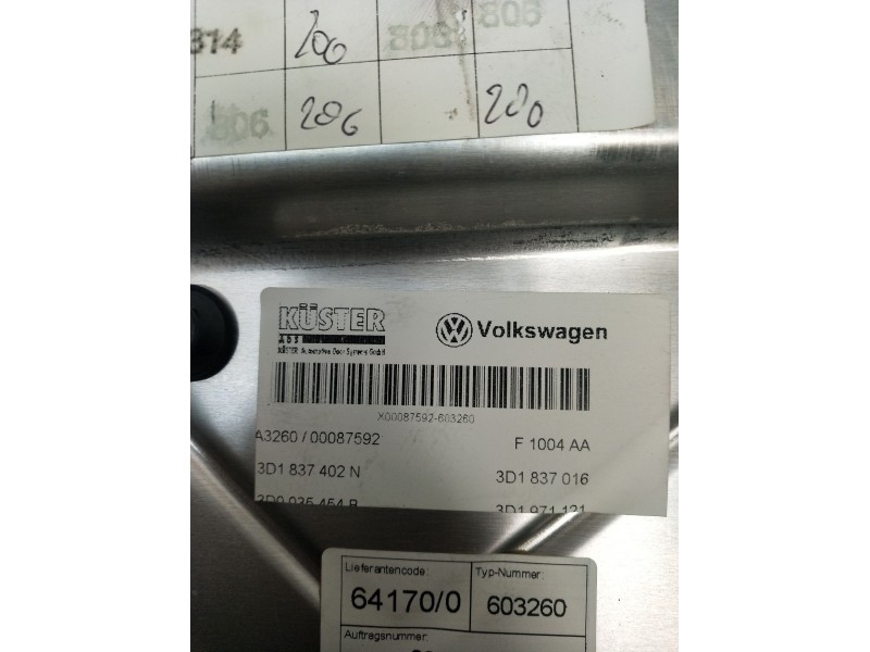 Recambio de elevalunas delantero derecho para volkswagen phaeton (3d2/3d8) tdi v10 (4 asientos) referencia OEM IAM 3D1837402N 4P