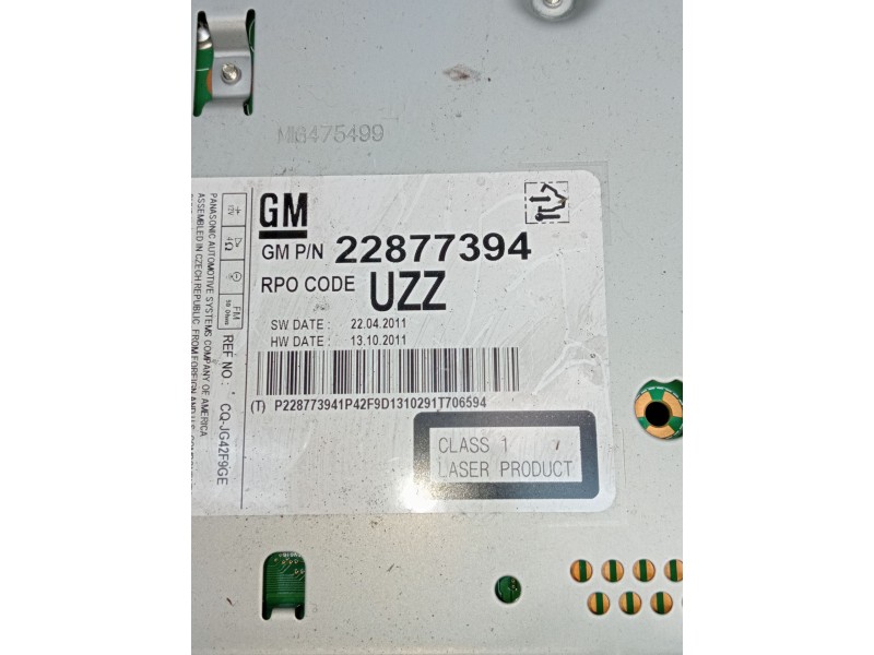 Recambio de sistema audio / radio cd para opel meriva b monospace (s10) 1.7 cdti (75) referencia OEM IAM 22877394  2010