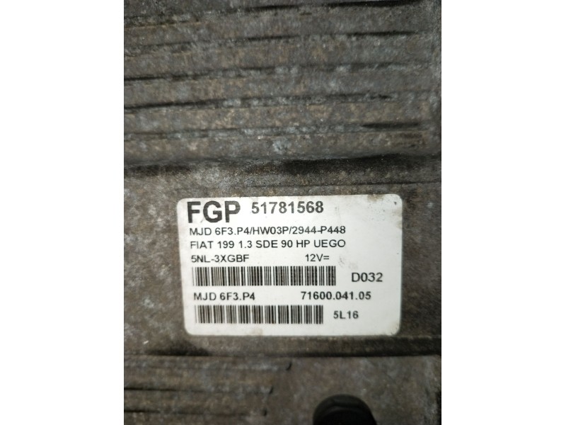 Recambio de centralita motor uce para fiat grande punto (199_) 1.3 d multijet (199.axd11, 199.axd1a, 199.axd1b,... referencia OE
