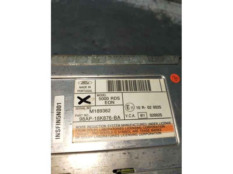 Recambio de sistema audio / radio cd para ford transit furgoneta (fa_ _) 2.0 di (fae_, faf_, fag_) referencia OEM IAM 98AP18K876