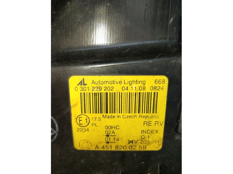 Recambio de faro derecho para smart fortwo coupé (451) 1.0 (451.331, 451.380) referencia OEM IAM 0301229202  2007