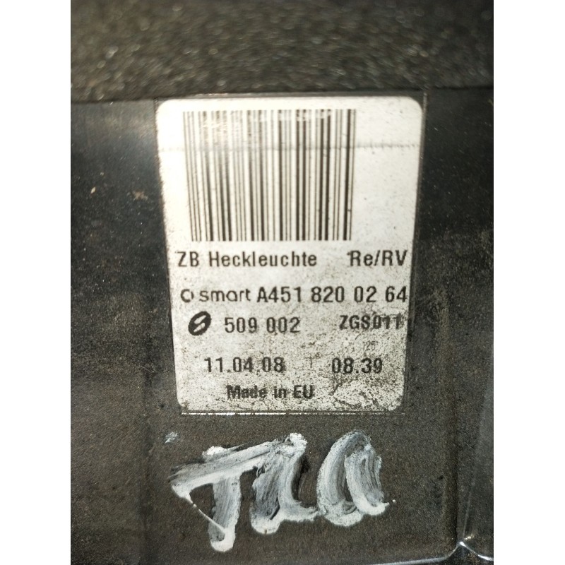 Recambio de piloto trasero derecho para smart fortwo coupé (451) 1.0 (451.331, 451.380) referencia OEM IAM A4518200264 509002ZGS