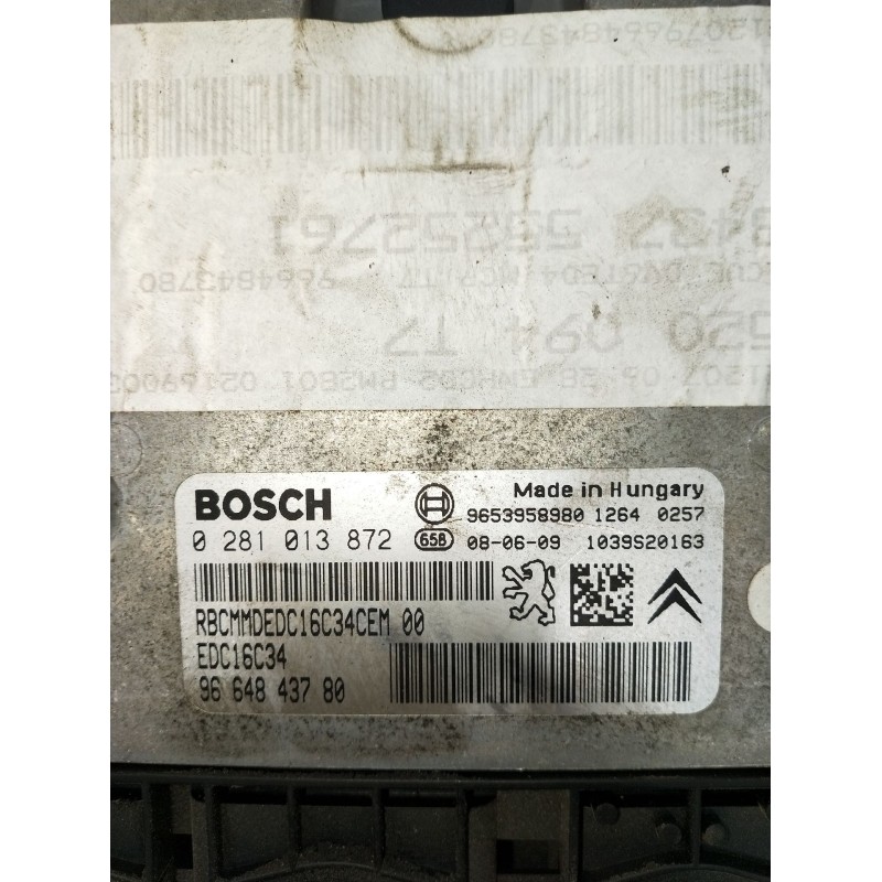 Recambio de centralita motor uce para peugeot 308 sw i (4e_, 4h_) 1.6 hdi referencia OEM IAM 0281013872 9664843780 1039S20163 20