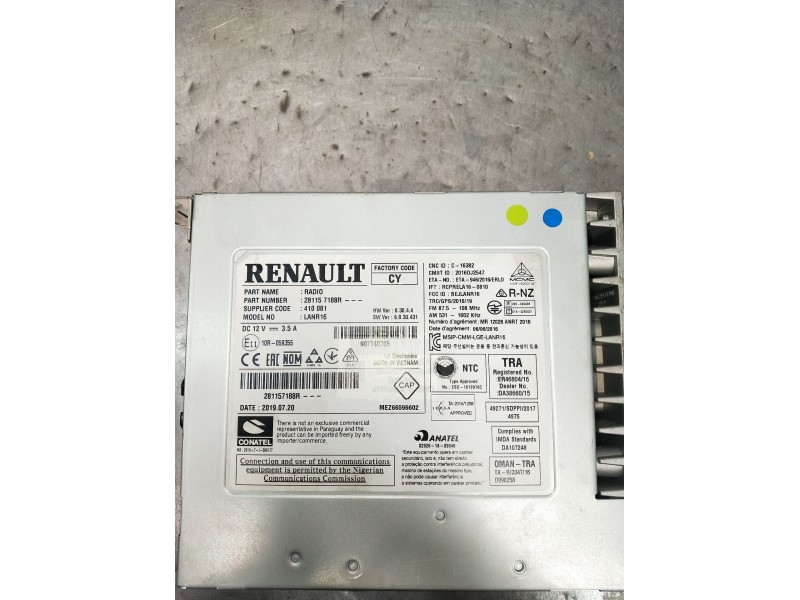 Recambio de sistema audio / radio cd para renault megane iv hatchback (b9a/m/n_) 1.3 tce 115 (b9n9) referencia OEM IAM 281157188