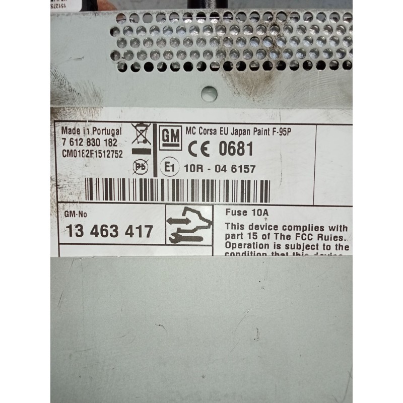 Recambio de sistema audio / radio cd para opel corsa d (s07) 1.4 (l08, l68) referencia OEM IAM 13463417 7612830182 