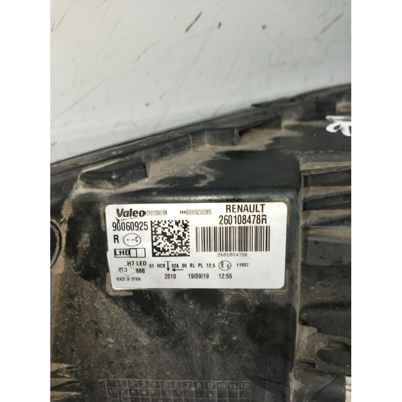 Recambio de faro derecho para renault megane iv hatchback (b9a/m/n_) 1.3 tce 115 (b9n9) referencia OEM IAM 260108478R 90060925 2