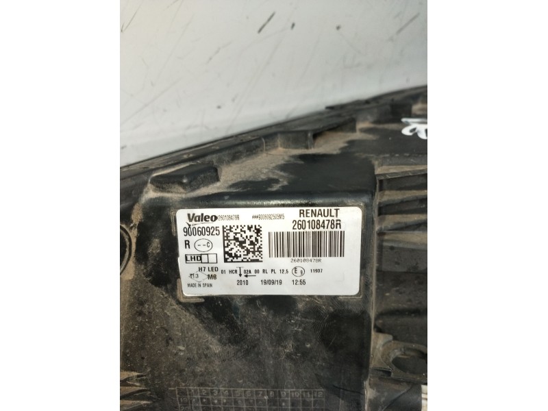 Recambio de faro derecho para renault megane iv hatchback (b9a/m/n_) 1.3 tce 115 (b9n9) referencia OEM IAM 260108478R 90060925 2