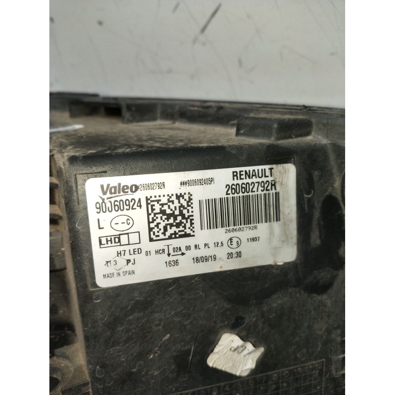 Recambio de faro izquierdo para renault megane iv hatchback (b9a/m/n_) 1.3 tce 115 (b9n9) referencia OEM IAM 260602792R 90060924