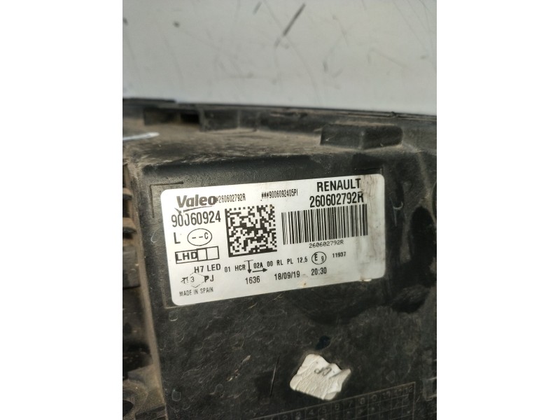 Recambio de faro izquierdo para renault megane iv hatchback (b9a/m/n_) 1.3 tce 115 (b9n9) referencia OEM IAM 260602792R 90060924