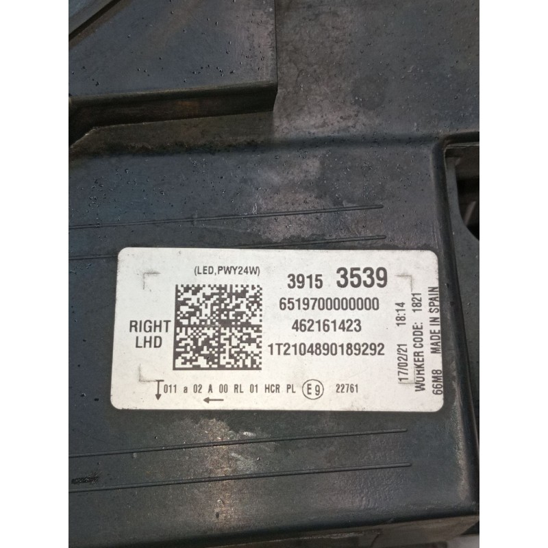 Recambio de faro derecho para opel crossland x / crossland (p17, p2qo) 1.2 (75) referencia OEM IAM 39153539 462161423 